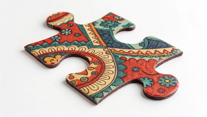 Single Jigsaw Puzzle Piece with Pattern