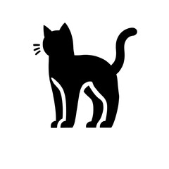 Silhouette of a Cat: A striking silhouette of a cat, poised and alert, stands against a clean background.  The simple yet elegant design is perfect for various applications. 