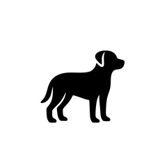 Loyal Companion:  A simple yet striking silhouette of a dog, standing proudly in profile. This minimalist design is perfect for pet-related projects, logos, or illustrations.