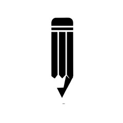 Pencil Icon: A simple yet striking black pencil icon, perfect for representing writing, drawing, creativity, education, and design.  The minimalist style makes it versatile for various applications. 