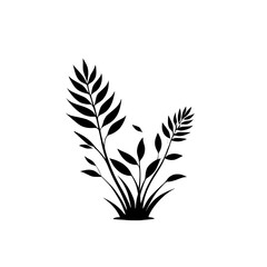 Black and White Plant Silhouette: Minimalist Botanical Vector Illustration. Perfect for nature-themed designs, adding an elegant touch to your projects.