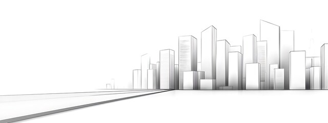Fototapeta premium Minimalist Cityscape with Abstract Skyscrapers Design