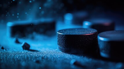 Abstract Cylinders Illuminated in a Dark Blue Setting