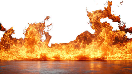 Inferno: A dramatic wall of fire blazes intensely, creating a powerful and fiery spectacle. The flames leap and dance, casting an ominous glow. 