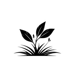 Elegant Plant Silhouette: Minimalist Black and White Botanical Illustration