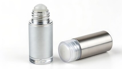 Silver Rollerball Bottle Packaging Mockup