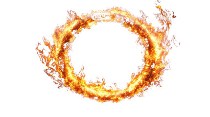 Fiery Ring of Fire: A mesmerizing circular ring of fire, intense and vibrant, burns brightly, creating a captivating visual effect. The flames dance and twist, forming a dynamic and energetic shape. 