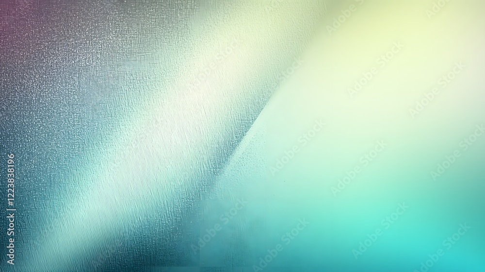 Poster Smooth turquoise and green gradient with dreamy light leaks and grainy texture details creating a serene and visually captivating background ideal for branding presentations