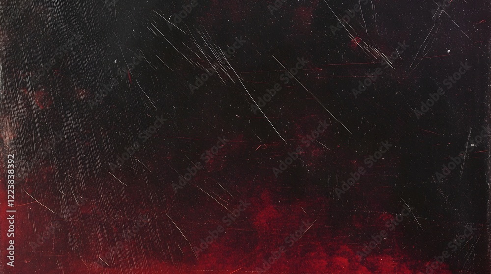 Fototapete Retro style photo effect with scattered glare dust particles and scratches on a deep red backdrop creating a vintage and atmospheric ambiance for digital art graphic design and multimedia projects