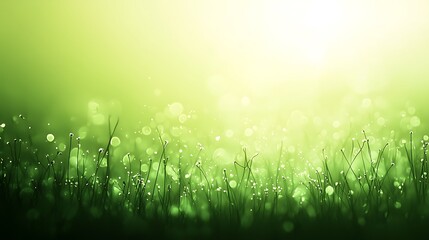 Obraz premium Soft Sunlight Over Dewy Grass with Glowing Bokeh Effects