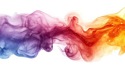 Rainbow Smoke Swirl: Abstract image of vibrant, colorful smoke swirling in a dynamic and artistic composition, featuring a spectrum of hues from cool blues and purples to warm oranges and yellows.