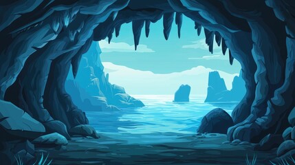 Fototapeta premium A View of the Sea Through a Cave Entrance