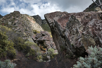 Massive Rock Formations in a Rugged Mountain Landscape in Tenerife