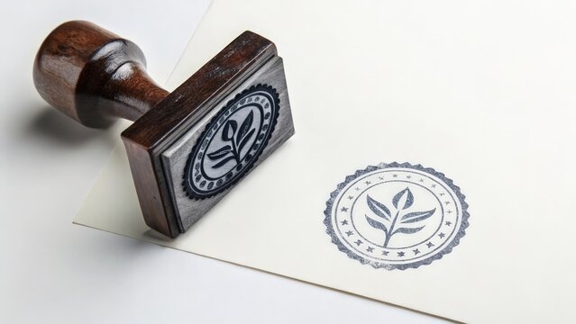 Wooden Rubber Stamp with Leaf Design