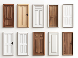 Naklejka premium Icônes de portes en 3D sur fond blanc