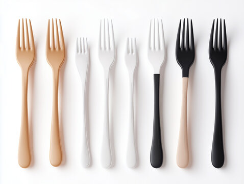 Ic&ocirc;nes de fourchettes en 3D sur fond blanc