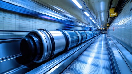 Fototapeta premium Motion Blur: Subway Moving Walkway