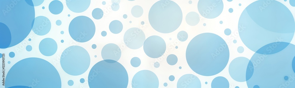 Aufkleber Abstract graphic design with soft blue circles of various sizes on white background. Pattern for web background poster design. Modern design style. Suitable for abstract concepts. Blue tones create