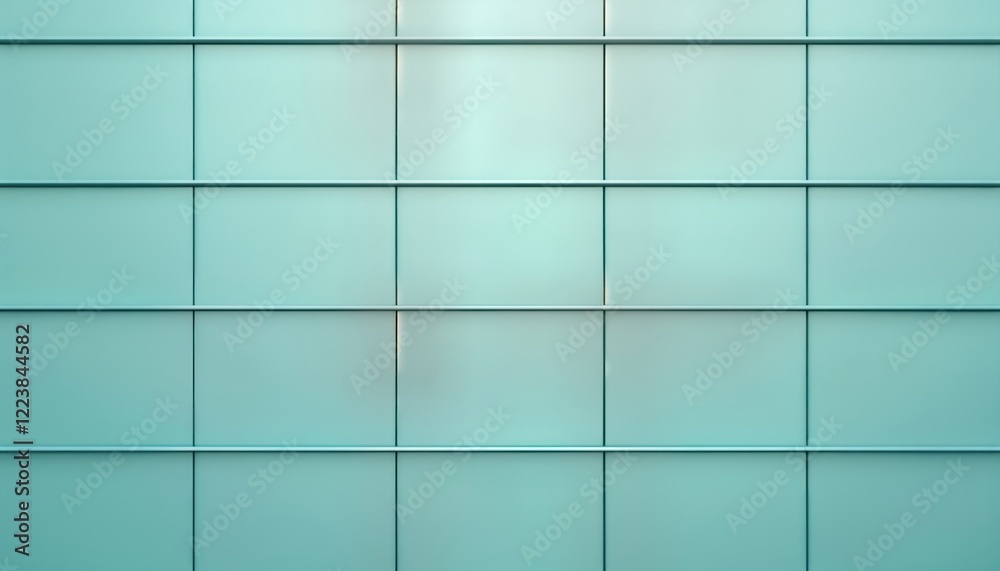 Aufkleber Abstract illustration of seamless light teal colored aluminium composite panel wall. Geometric design with horizontal lines creating rectangular pattern. Modern architecture design concept. Material
