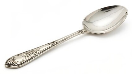 Silver Spoon on White Background