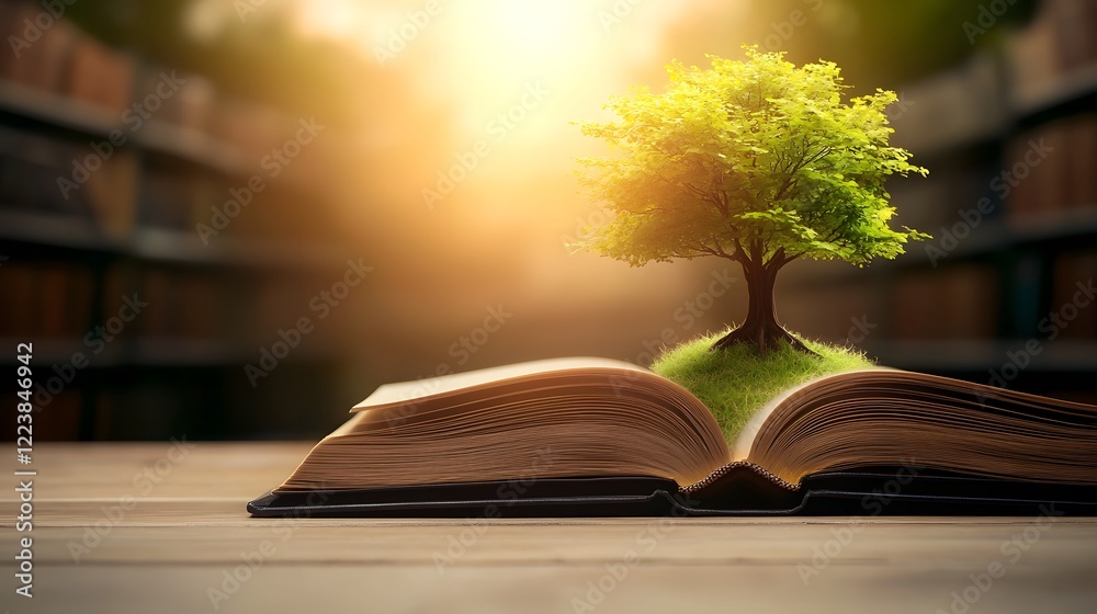 Aufkleber a grand world philosophy day concept featuring a towering tree of knowledge emerging from the pages 