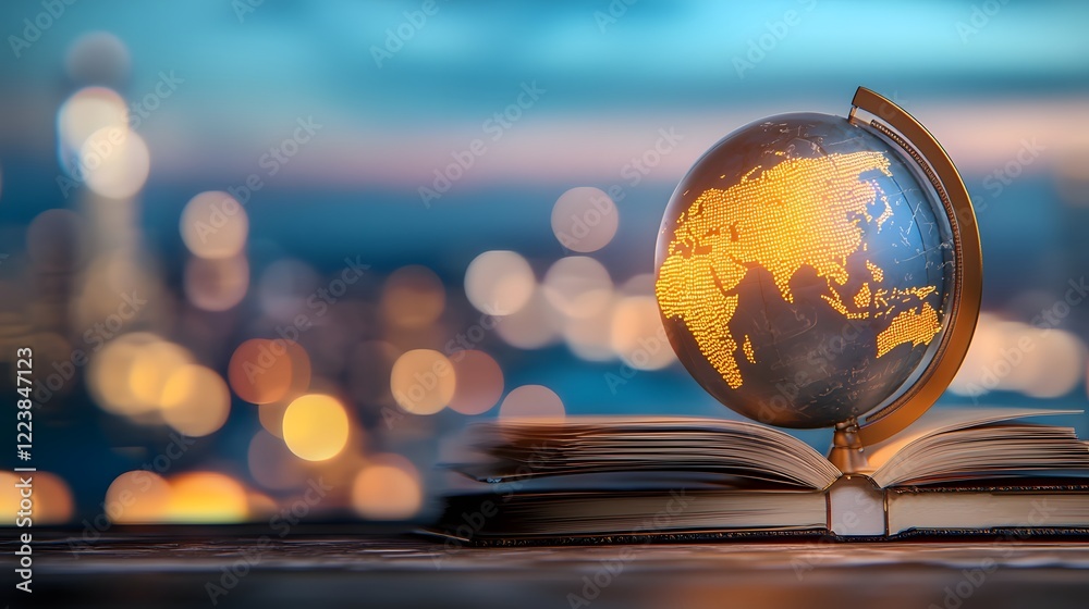 Poster stylish world book and copyright day theme with modern lettering dreamy bokeh backdrop and rich abst