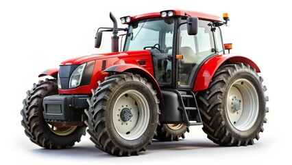 Obraz premium Red Tractor on White Background