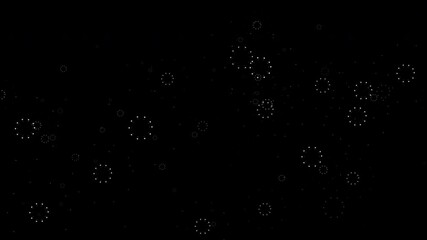 Cartoon of Spark Abstract Dots Fireworks Exploding on Black Screen. 4th of July independence day, New Year, Holiday Fireworks in Pixel Art Retro Style.