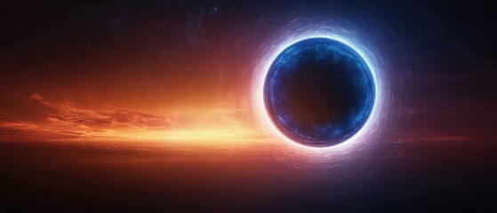 Obraz premium A stunning cosmic scene of a glowing planet against a backdrop of vibrant colors and celestial beauty.