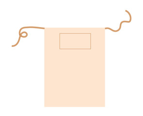 Long Bistro Apron technical fashion illustration. Chef uniform for cooking beige cartoon Flat sketch outline apparel template front view. Women, men unisex CAD mockup isolated on white background