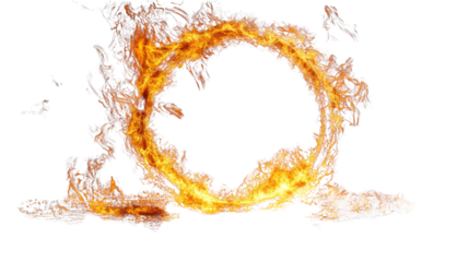 Fiery Ring of Power: A mesmerizing abstract image of a fiery ring, formed by intense flames creating a mesmerizing circle of light and heat.  The flames dance and swirl.