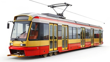 Naklejka premium Modern Tram on White Background
