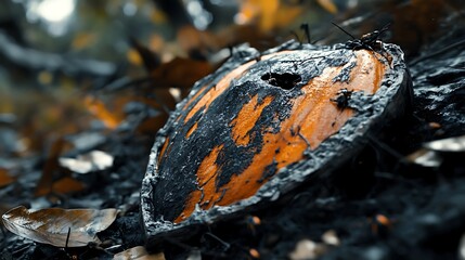 Obraz premium Charred coconut shell forest floor