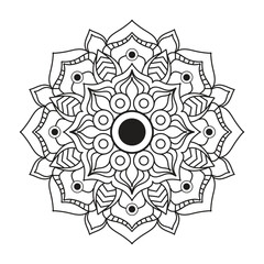 Vector mandala design. Easy mandala Outline. Mandala design for coloring