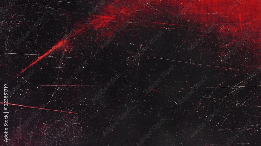 Aufkleber A nostalgic retro aesthetic featuring grunge textures defocused bokeh and glowing red optical flares with scratches and dust for a timeless photography effect