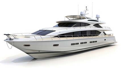 Luxury Motor Yacht on White Background