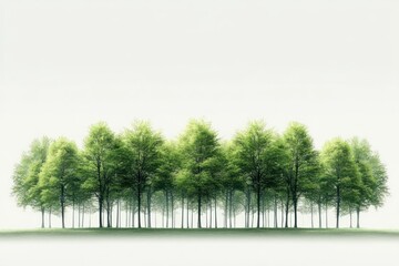Tranquil Landscape with Lush Green Trees in Minimalist Style