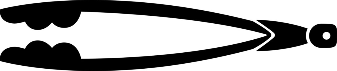 Obraz premium Barbecue kitchen tongs, kitchen cooking tool - vector silhouette picture for sign or logo. Tongs BBQ for icon or sign 