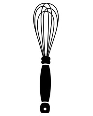 Whisk - vector silhouette illustration for logo or pictogram. Whisk - Kitchen tool for sign or icons. Kitchenware	