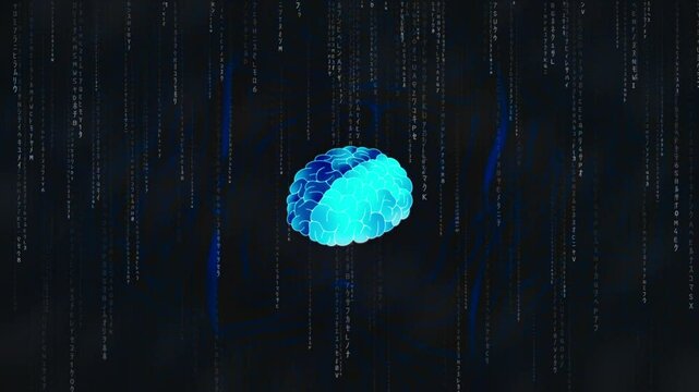 vj loop motion brain with code rain dj background visual	
