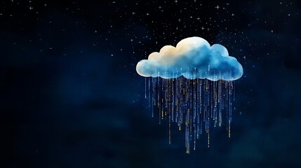 Dreamy Rain Cloud with Starry Background