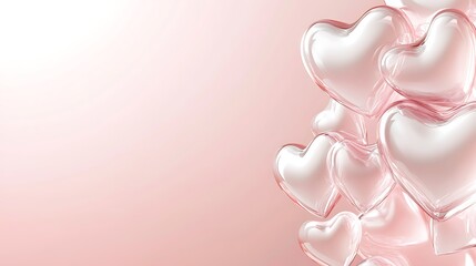 Fototapeta premium Pink heart balloons, romantic background, Valentine's Day card