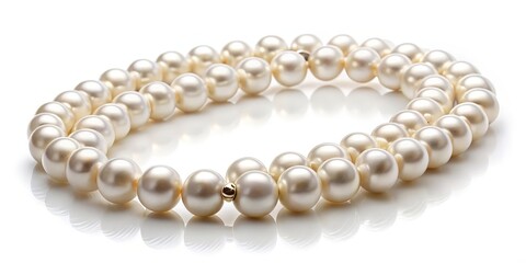 Pearl Necklace on White Background