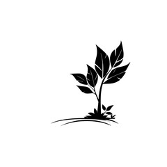 Elegant Plant Silhouette: Minimalist Black and White Botanical Design. Perfect for nature-themed logos, icons, and illustrations.