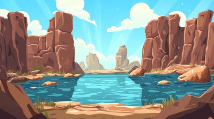 Canyon Landscape with a Tranquil Stream