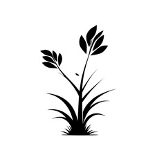 Elegant Plant Silhouette: Minimalist Botanical Vector Illustration. Perfect for nature-themed designs, creating stylish and simple graphics, adding a touch of elegance to your projects.