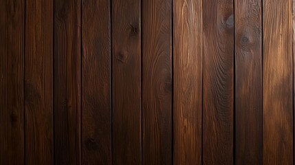 Fototapeta premium Dark brown rustic wooden texture with natural grains and knots.