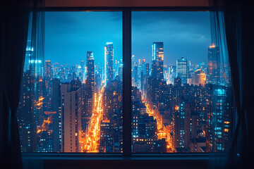 A Luxury High-Rise Apartment with a Full View of the City, Offering Panoramic Views and a Sophisticated Urban Lifestyle