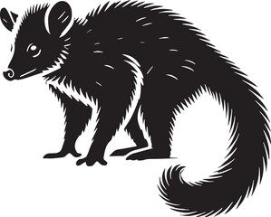 Black Color Aye-aye Silhouette Vector Illustration design, Solid White Background
