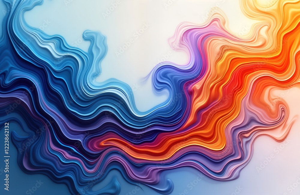 Poster abstract design with liquid paint swirling gently. colorful liquid textures flow, mix. intricate pat